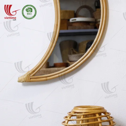 Half Moon Rattan Mirror Decor
