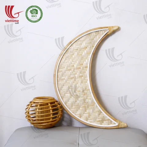 Half Moon Rattan Mirror Decor