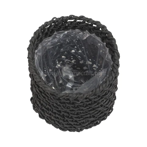 Set 3 of Black Straw Planter with Plastic Lining Vietnam Wholesale