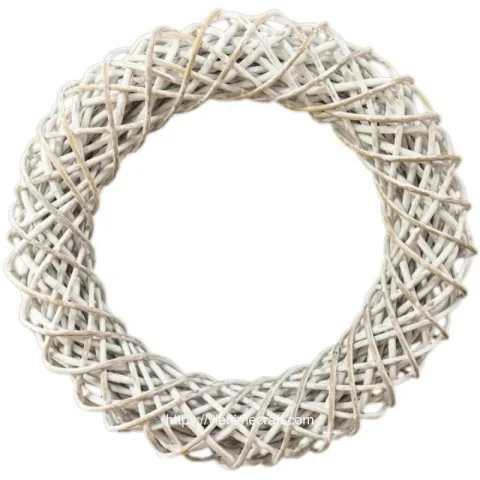 White Rattan Wreath Gift Front Door Home Window Wall Decoration – M0988