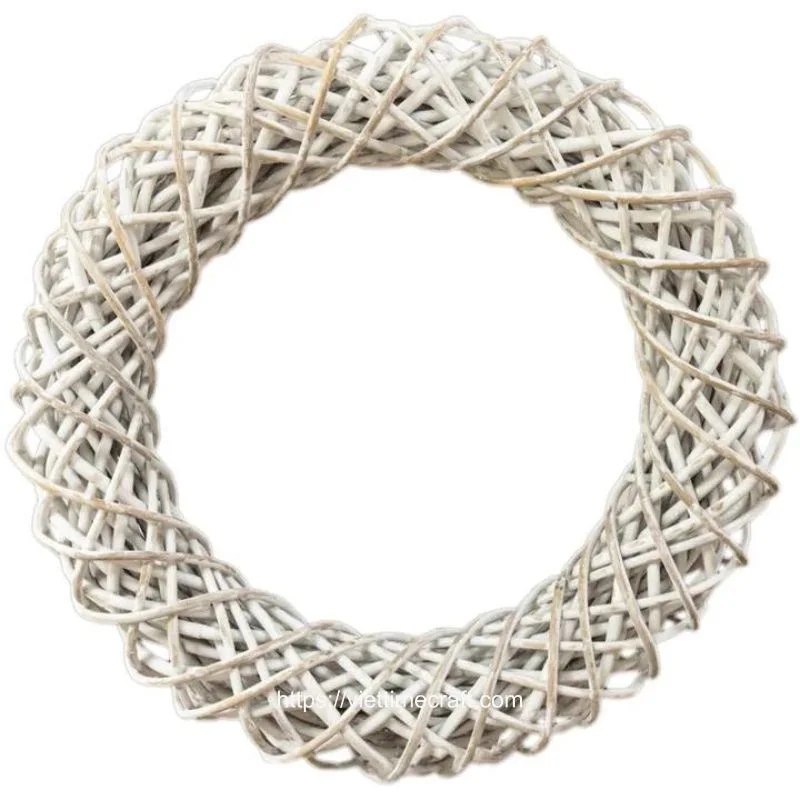 White Rattan Wreath Gift Front Door Home Window Wall Decoration – M0988