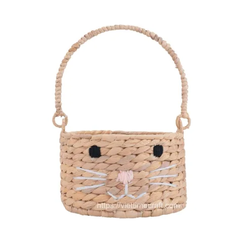 Rattan Export Water hyacinth Bunny Basket for Easter Wholesale - REX-B00318