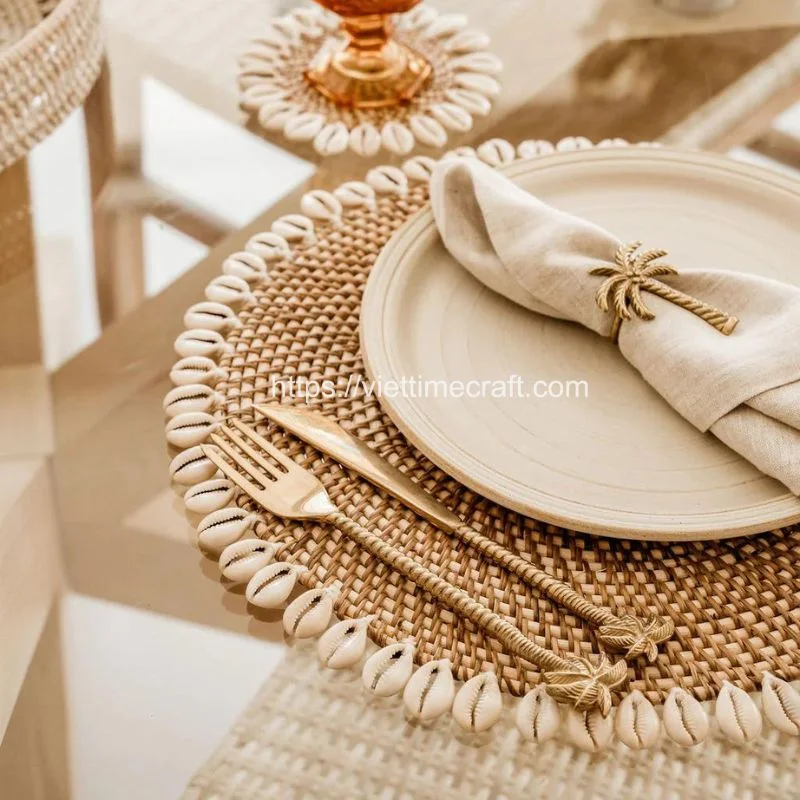 Wedding Rattan Shells Placemat – M0982
