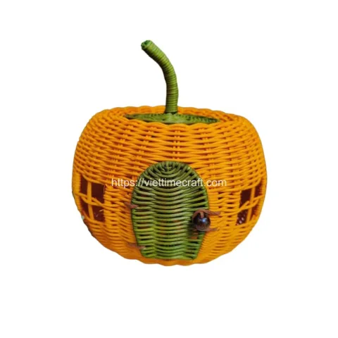Rattan Export Natural Rattan/ Wicker Pumpkin Basket House for Halloween - REX-M0981