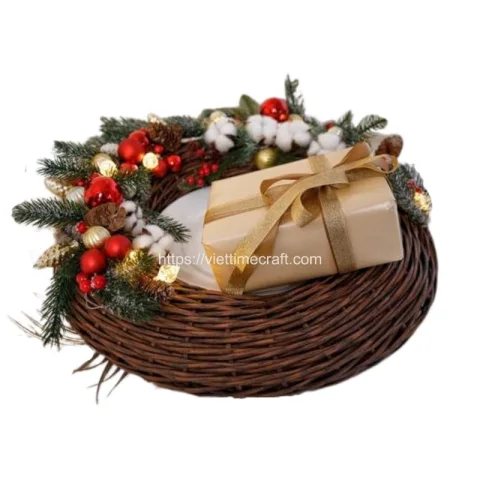 Rattan Christmas Wreath Gift Front Door Home Window Wall Decoration – M0980