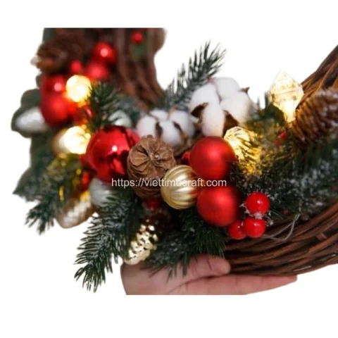 Rattan Christmas Wreath Gift Front Door Home Window Wall Decoration – M0980