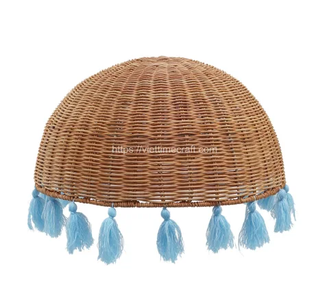 Rattan Export Disponible ratán pantalla de lámpara mezcla azul borla - REX-RMDEN-0121-01-pink-1