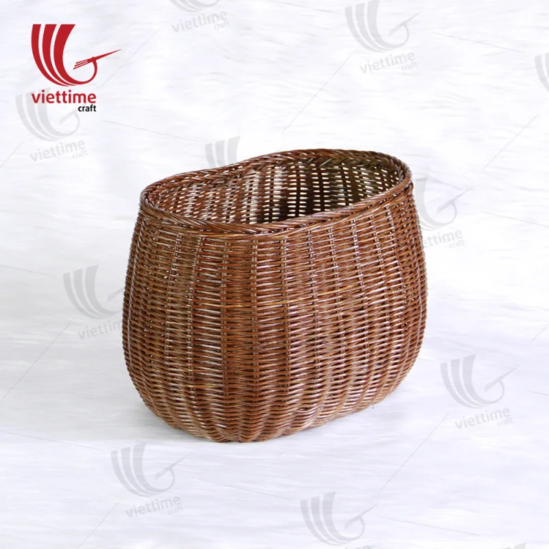 Brown Rattan Laundry Storage Basket