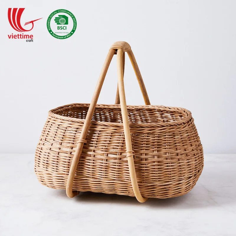 Rattan Storage Basket With Handle