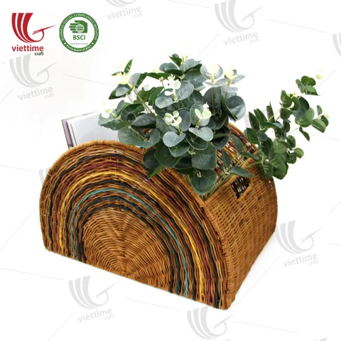 Rainbow Rattan Laundry Basket With Handle