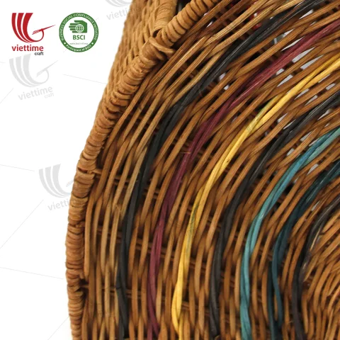 Rainbow Rattan Laundry Basket With Handle