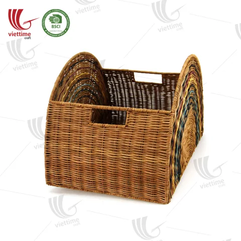 Rainbow Rattan Laundry Basket With Handle