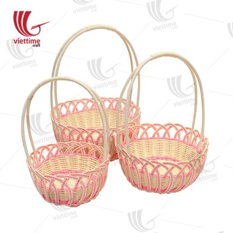 Natural Rattan Flower Fruit Basket Set