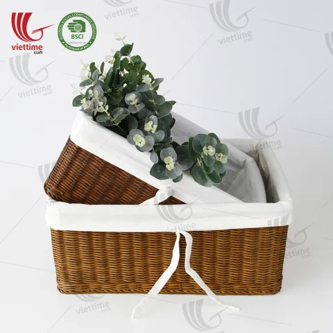 Rattan Storage Basket With Cloth Inside