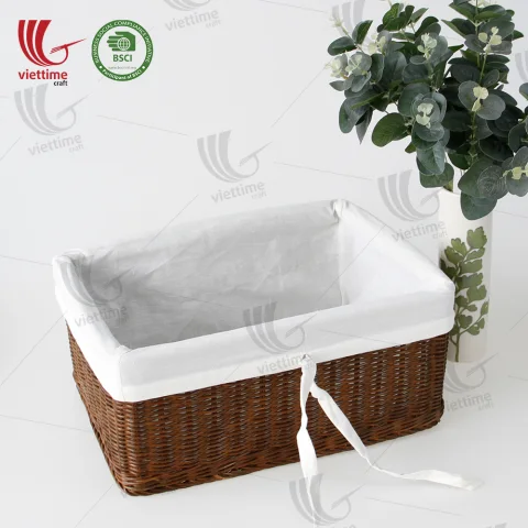 Rattan Storage Basket With Cloth Inside