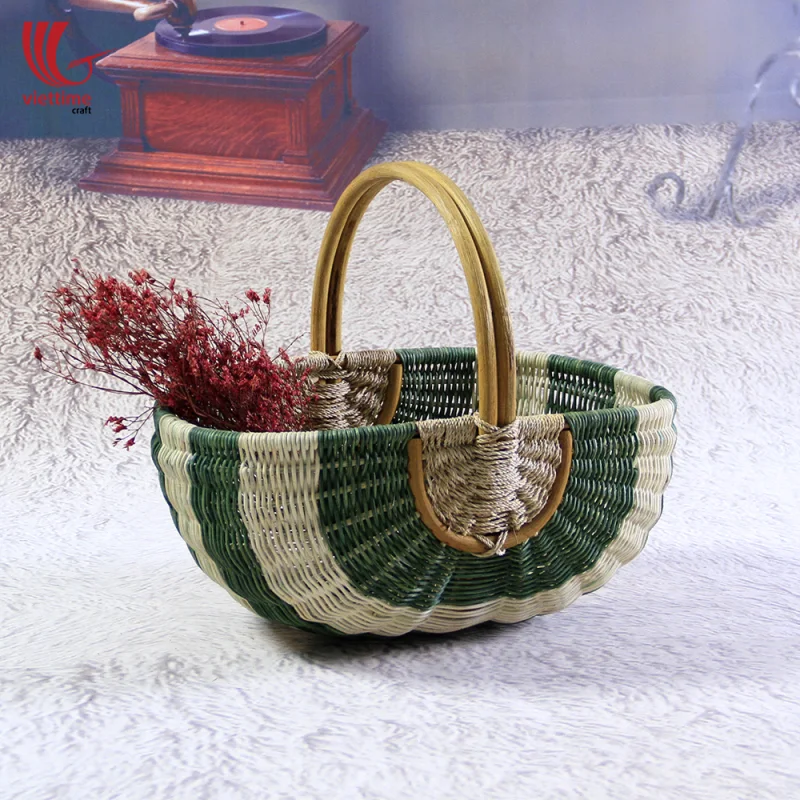 Beautiful Rattan Flower Fruit Basket With Handle