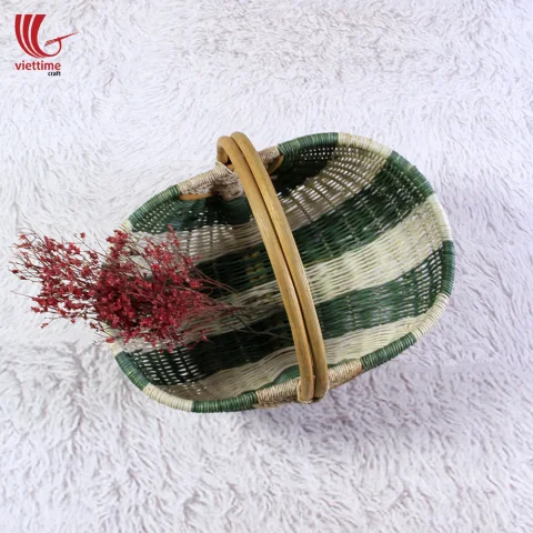 Beautiful Rattan Flower Fruit Basket With Handle
