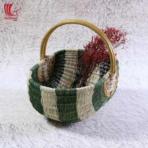 Beautiful Rattan Flower Fruit Basket With Handle