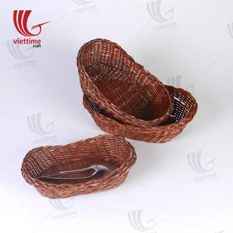 Rattan Cake And Bread Basket Set Of 3