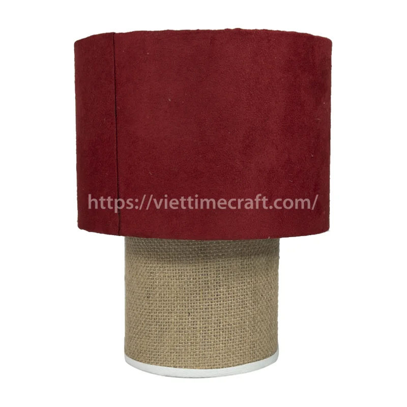 New Table Lamp with Red Fabric Shade and Jute Base
