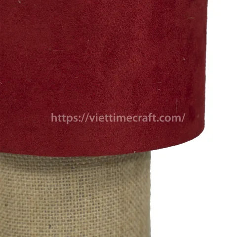 New Table Lamp with Red Fabric Shade and Jute Base