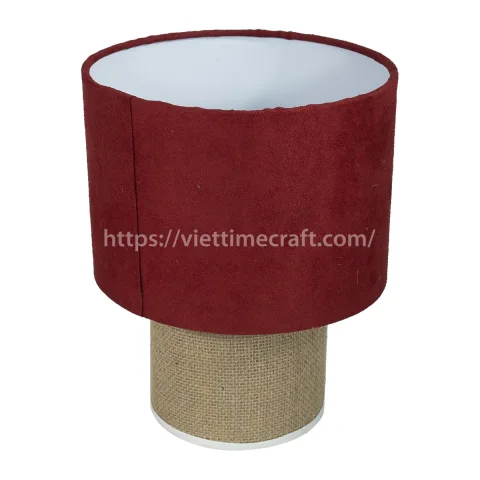 New Table Lamp with Red Fabric Shade and Jute Base