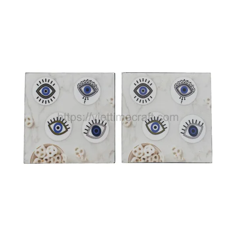 Rattan Export Square Lacquer Coaster Set - REX-SM0046