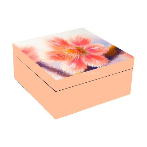 Flower Pattern Coral Pink Luxury Lacquer Box