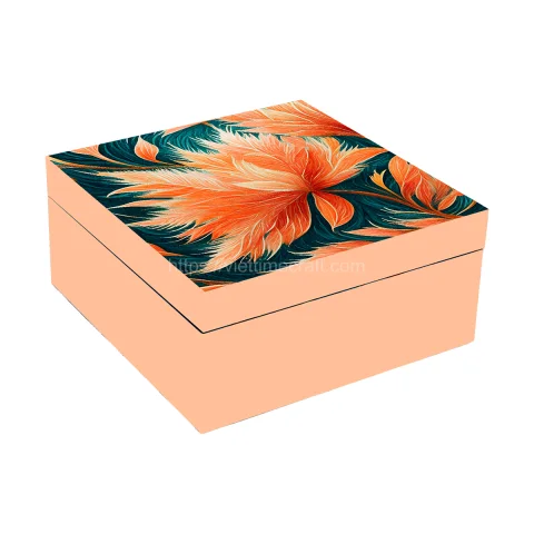 Flower Pattern Coral Pink Luxury Lacquer Box