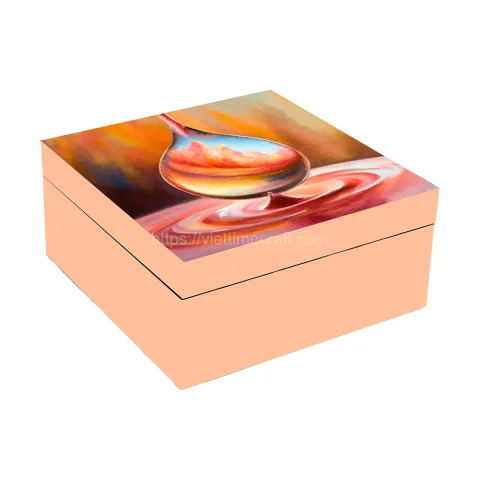 Flower Pattern Coral Pink Luxury Lacquer Box
