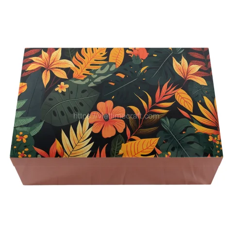 Rattan Export cao cấp hộp sơn mài với nhiệt đới Forest họa tiết - REX-SM0073