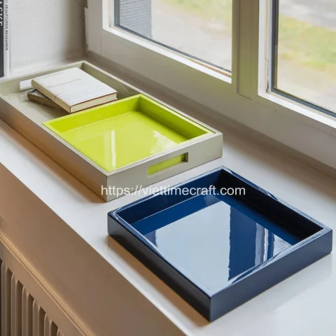 Set Of 3 Lacquer Serving Tray