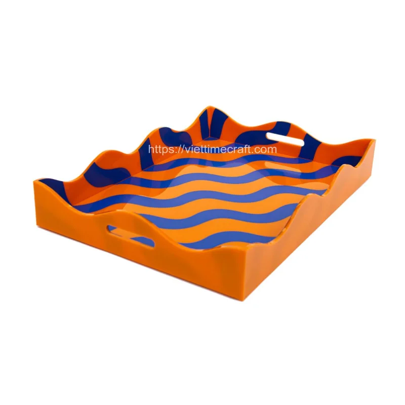 Hot Trending Wavy Pattern Scalloped Lacquer Serving Tray Wholesale