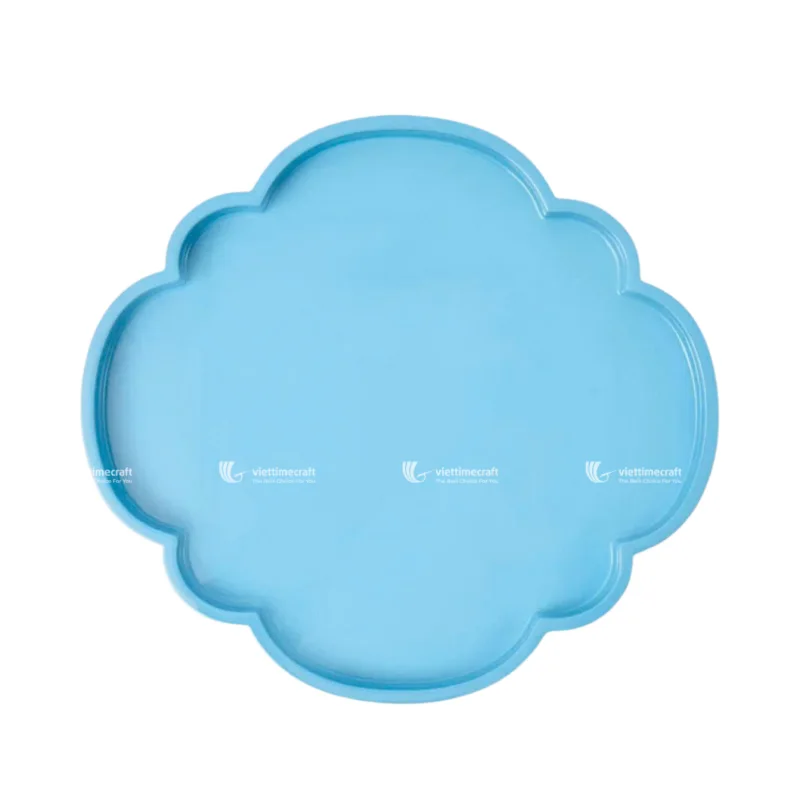 Blue Tropical Animal Pattern Lacquer Serving Tray With Scalloped Design Wholesale