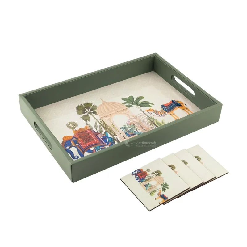 Premium Lacquerware Manufacturer, Lacquer Natural Wood Serving Trays with Handles