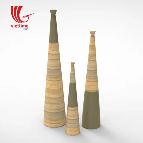 Long Neck Lacquer Bamboo Vase Set