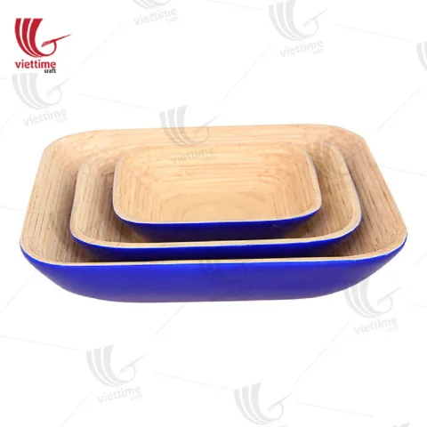 Set of 3 Lacquer Bamboo Tray