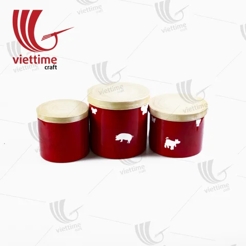 Spun Bamboo Round Box with Lid