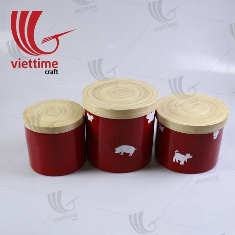 Spun Bamboo Round Box with Lid