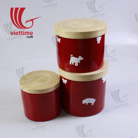 Spun Bamboo Round Box with Lid