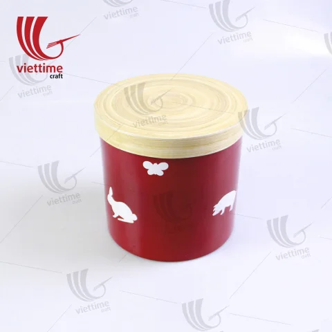 Spun Bamboo Round Box with Lid
