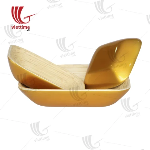 Lacquer Bamboo Platter Tray Set