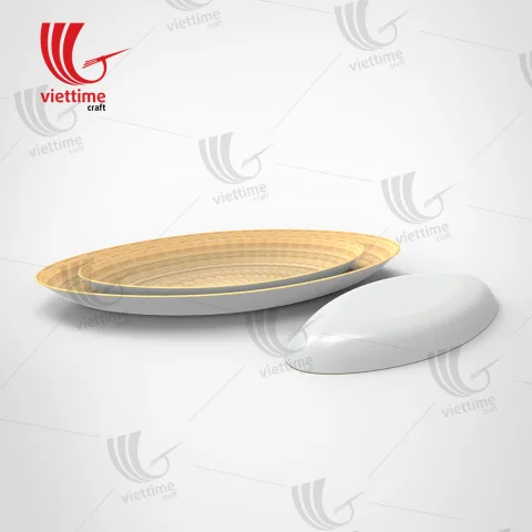 Bamboo Oval Lacquer Plate Wholesale