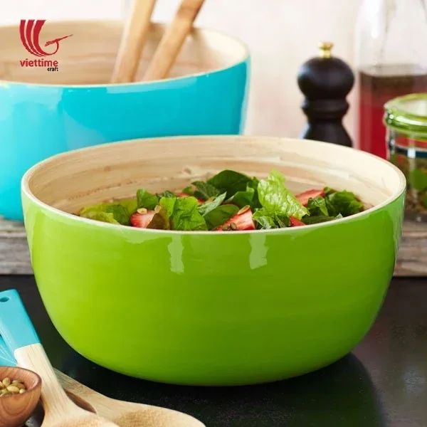 Round Lacquered Spun Bamboo Bowls