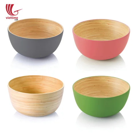 Round Lacquered Spun Bamboo Bowls