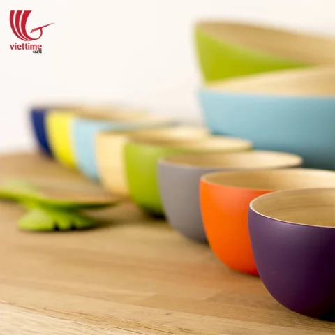 Round Lacquered Spun Bamboo Bowls