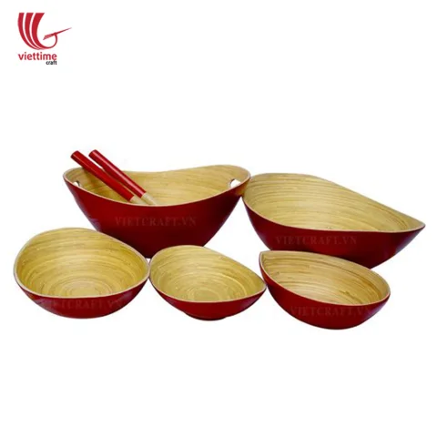 Tear Shaped Bamboo Salad Bowl Set Wholesale