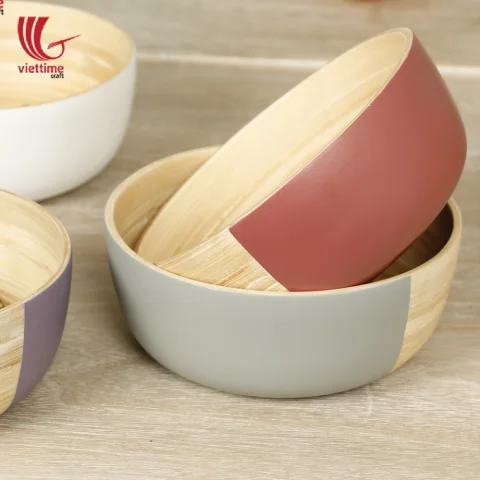 Half Painted Spun Bamboo Bowl