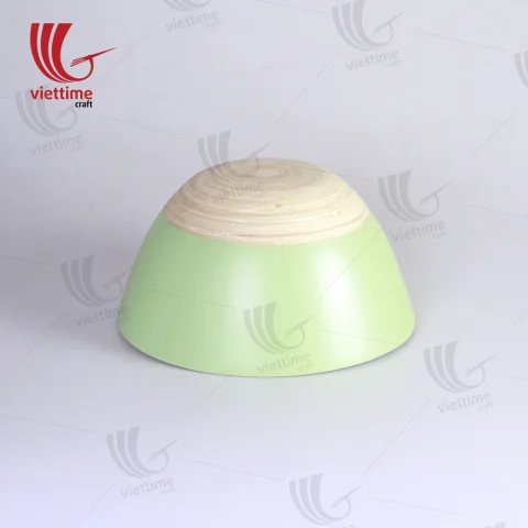 Green Lacquered Bamboo Bowl Set Of 2