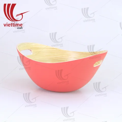 Orange Spun Bamboo Bowl With Handle